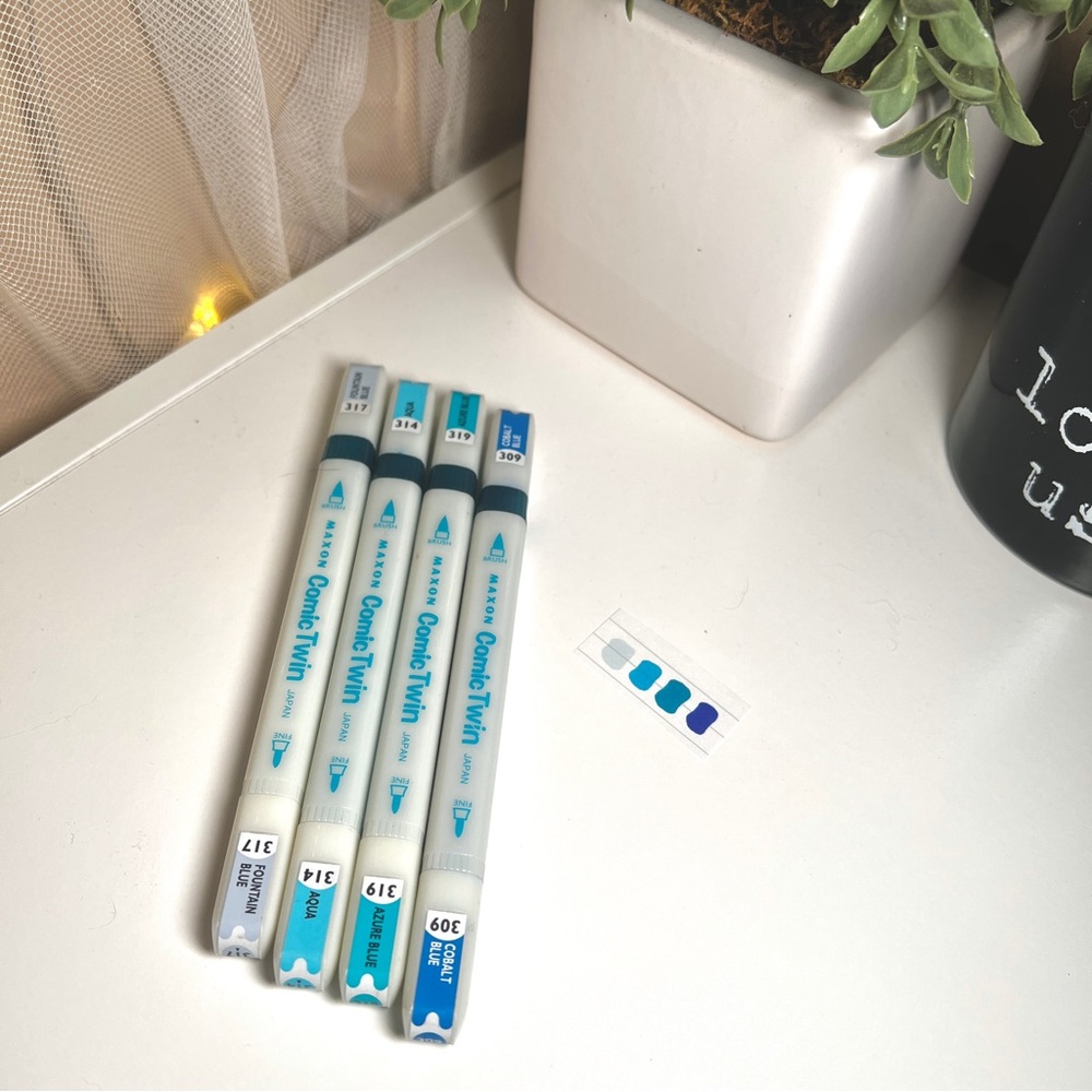 4 Japanese Comic Twin Blue Shades Alcohol Manga Markers